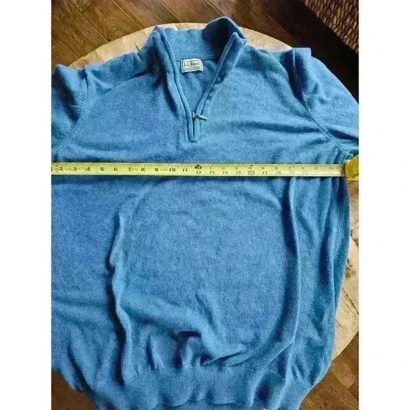L.L Bean Sweater Men's XL Quarter Zip Blue - Picture 6 of 9